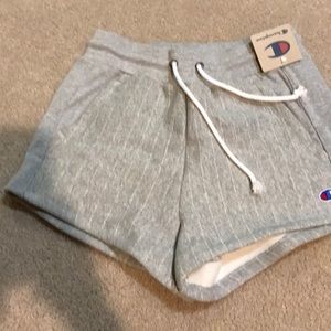 Champion gray and white pinstriped sweat shorts